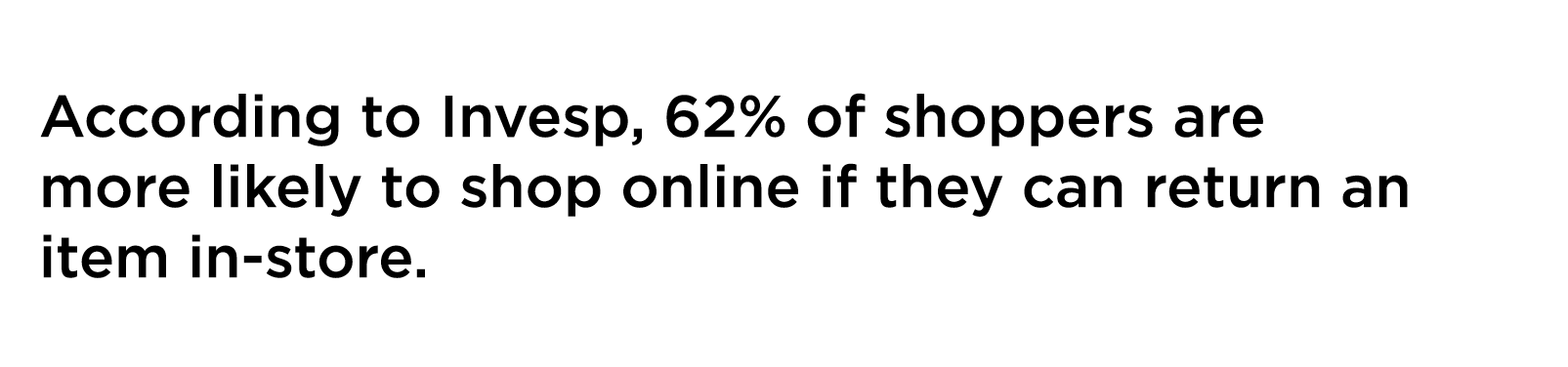 According to Invesp  62  of shoppers are more likely to shop online if they can return an item in-store  